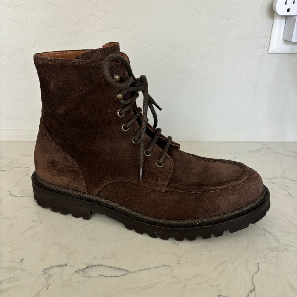 Brunello Cucinelli Men’s Brown Suede Moc Toe Boots